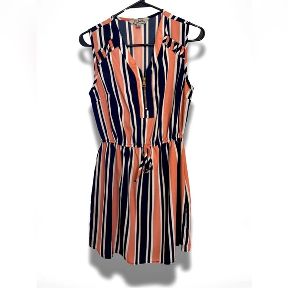 J for Justify Dresses & Skirts - Striped Sleeveless Summer Dress with 3/4 zipper, Size Medium